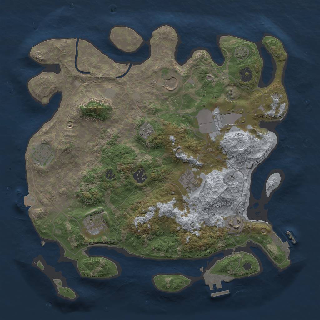 Rust Map: Procedural Map, Size: 3500, Seed: 932457265, 15 Monuments