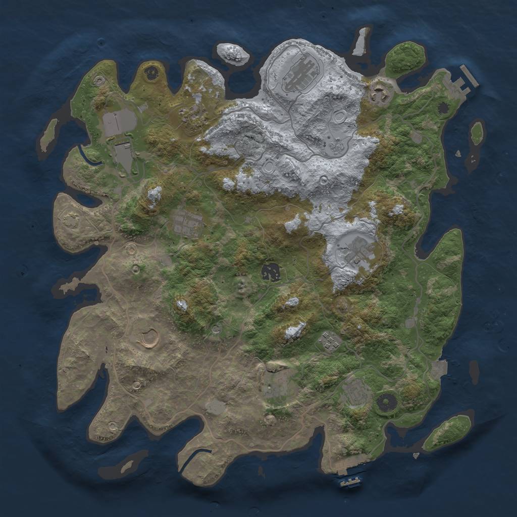 Rust Map: Procedural Map, Size: 4000, Seed: 546710314, 19 Monuments