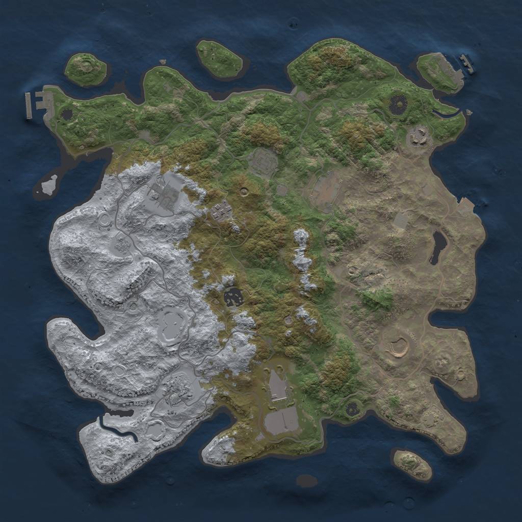 Rust Map: Procedural Map, Size: 4000, Seed: 354321, 17 Monuments