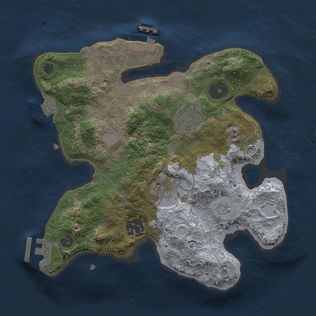 Rust Map: Procedural Map, Size: 2600, Seed: 358055072, 9 Monuments