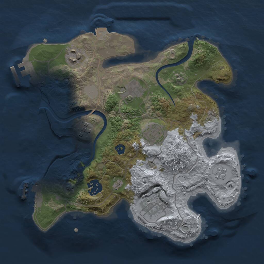 Rust Map: Procedural Map, Size: 2600, Seed: 358055072, 11 Monuments