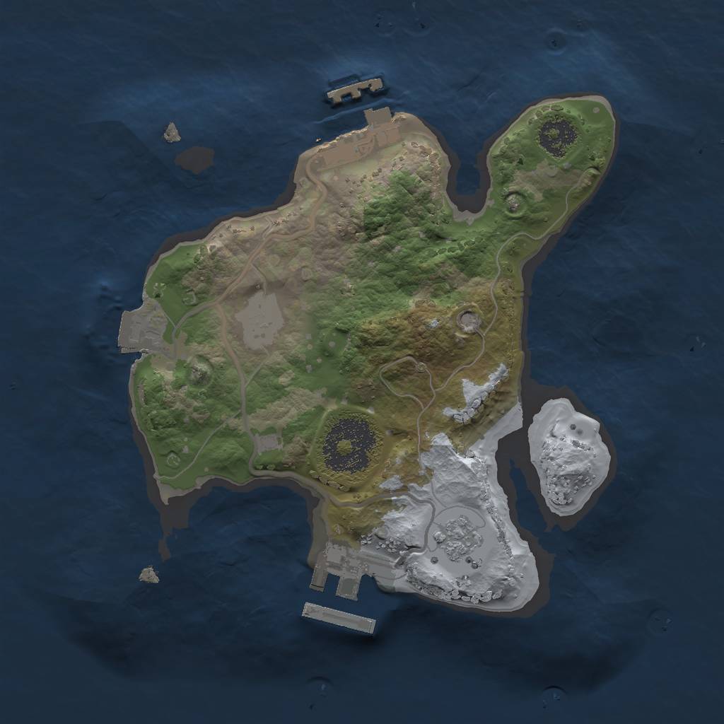 Rust Map: Procedural Map, Size: 2000, Seed: 1029177000, 6 Monuments