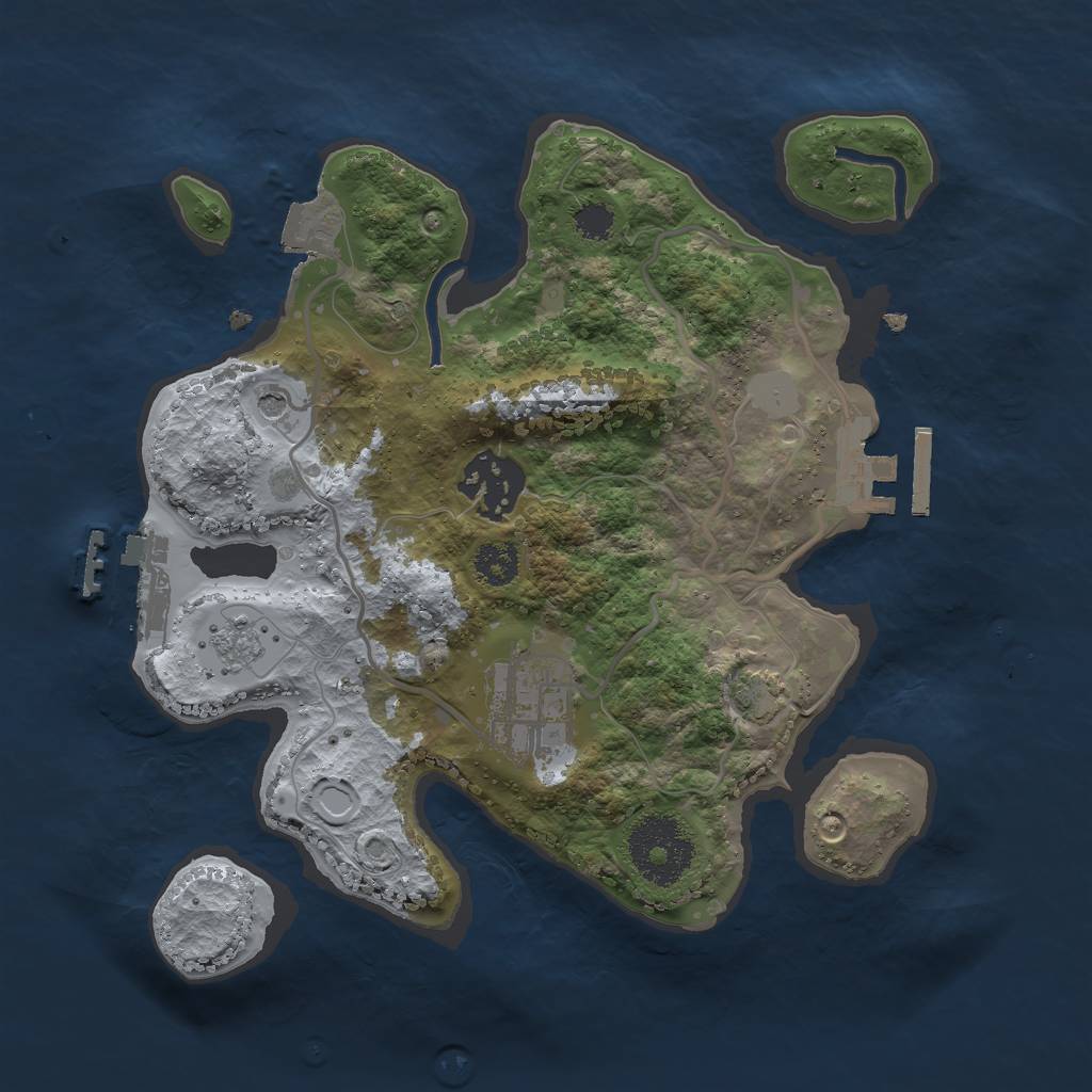 Rust Map: Procedural Map, Size: 2500, Seed: 1853588739, 10 Monuments