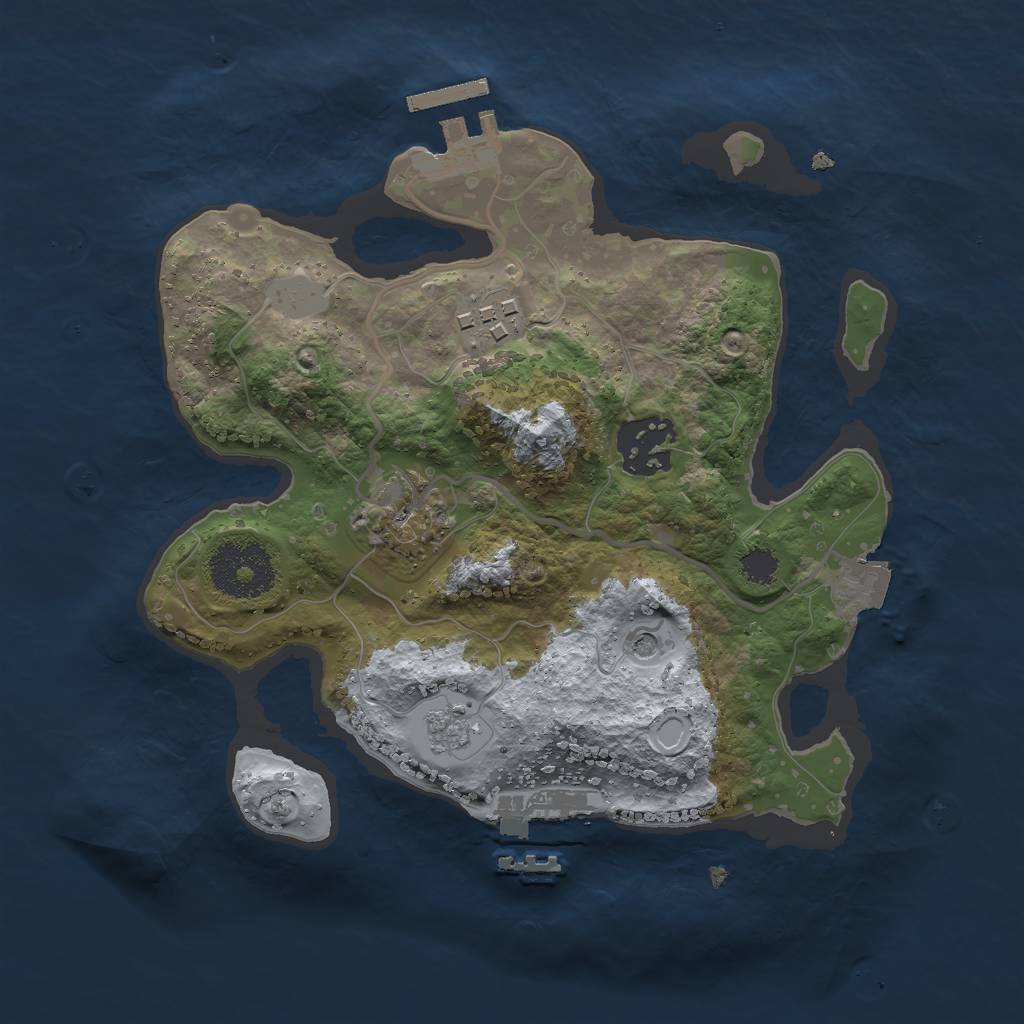 Rust Map: Procedural Map, Size: 2500, Seed: 836813, 10 Monuments