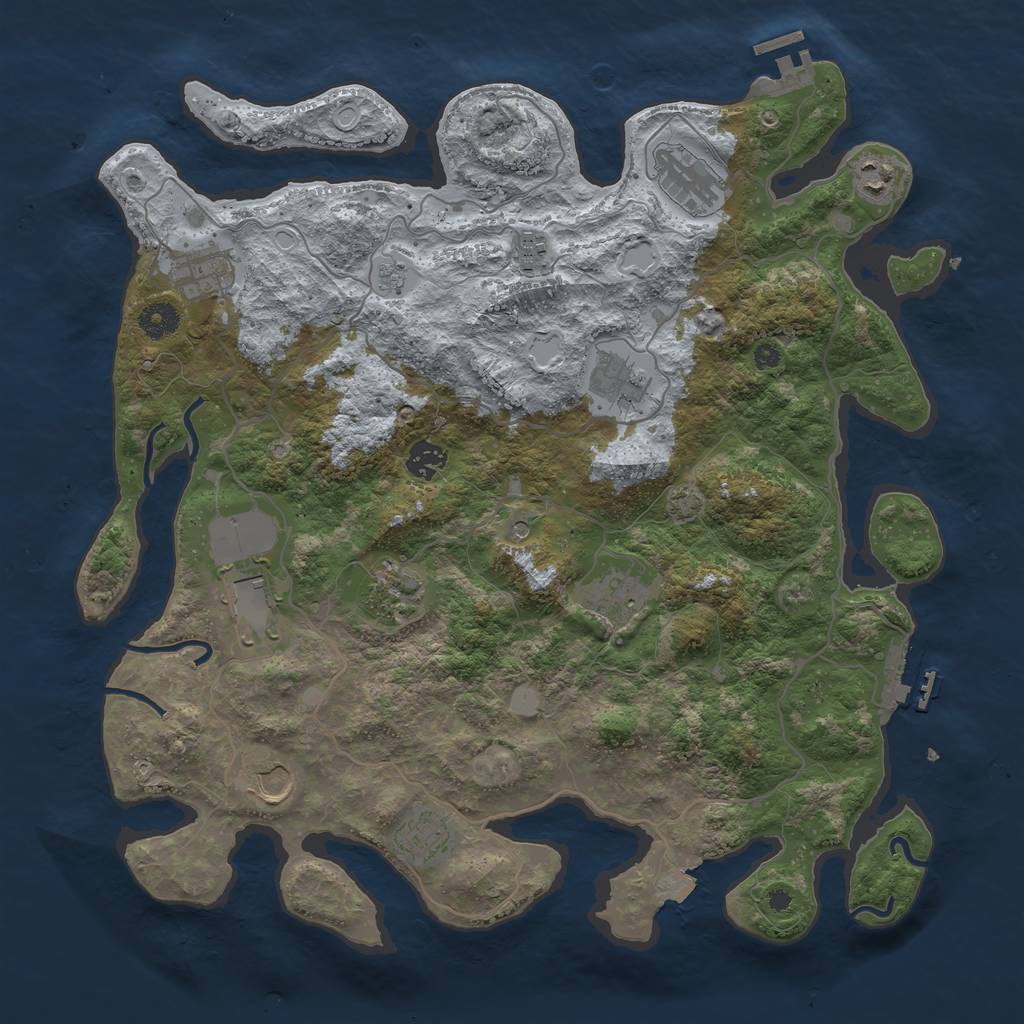 Rust Map: Procedural Map, Size: 4000, Seed: 1433557493, 19 Monuments