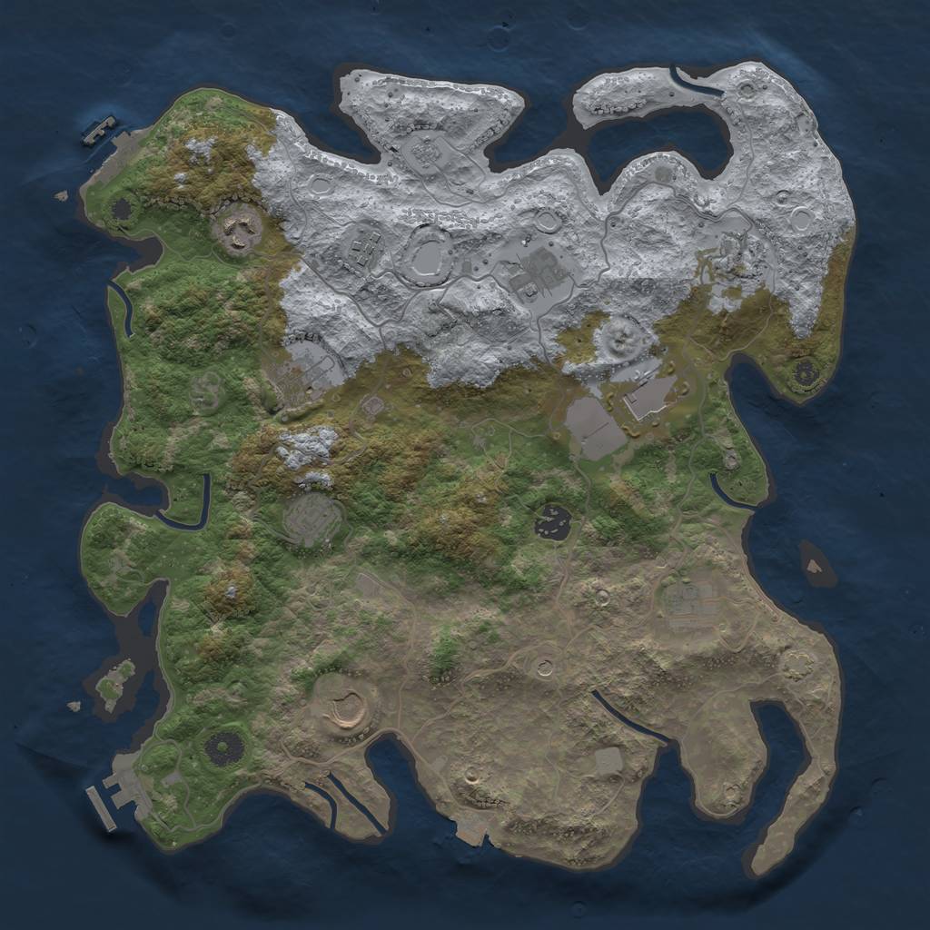 Rust Map: Procedural Map, Size: 3850, Seed: 739156716, 18 Monuments