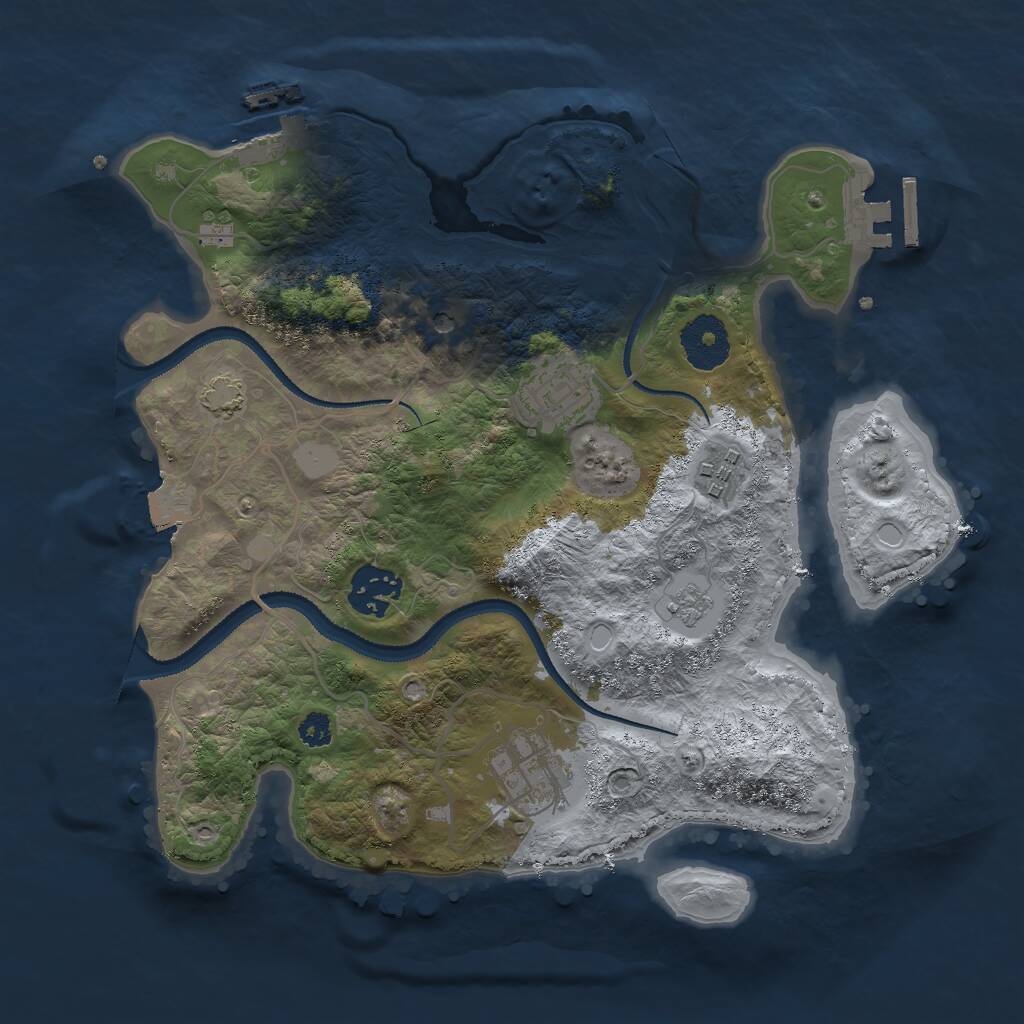 Rust Map: Procedural Map, Size: 3000, Seed: 647987465, 10 Monuments