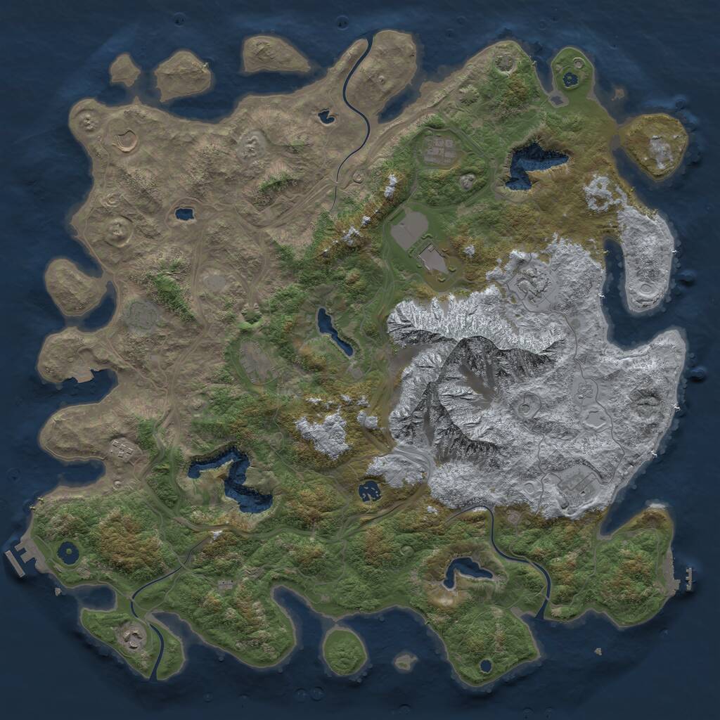 Rust Map: Procedural Map, Size: 5000, Seed: 32323232, 16 Monuments