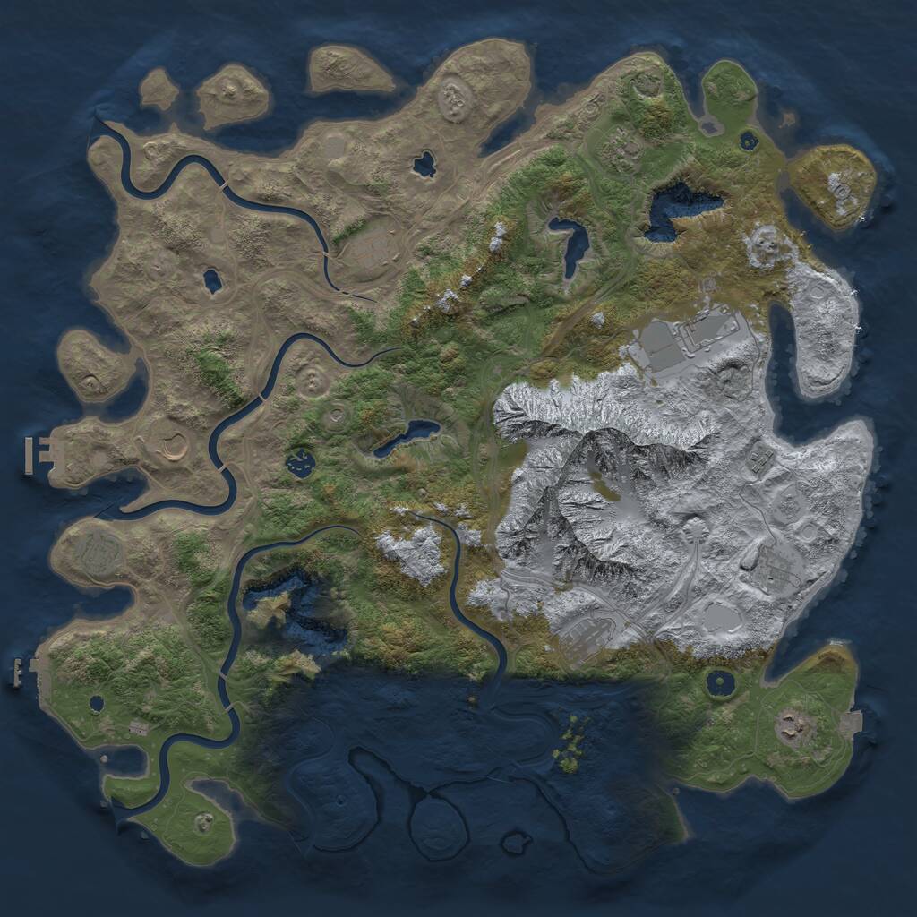 Rust Map: Procedural Map, Size: 5000, Seed: 32323232, 16 Monuments