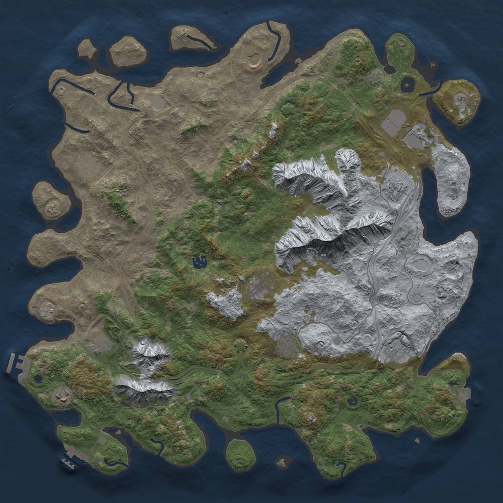 Rust Map: Procedural Map, Size: 5000, Seed: 32323232, 19 Monuments