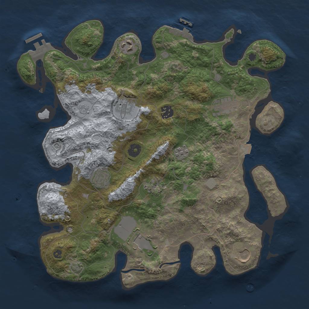 Rust Map: Procedural Map, Size: 3500, Seed: 1501252845, 17 Monuments