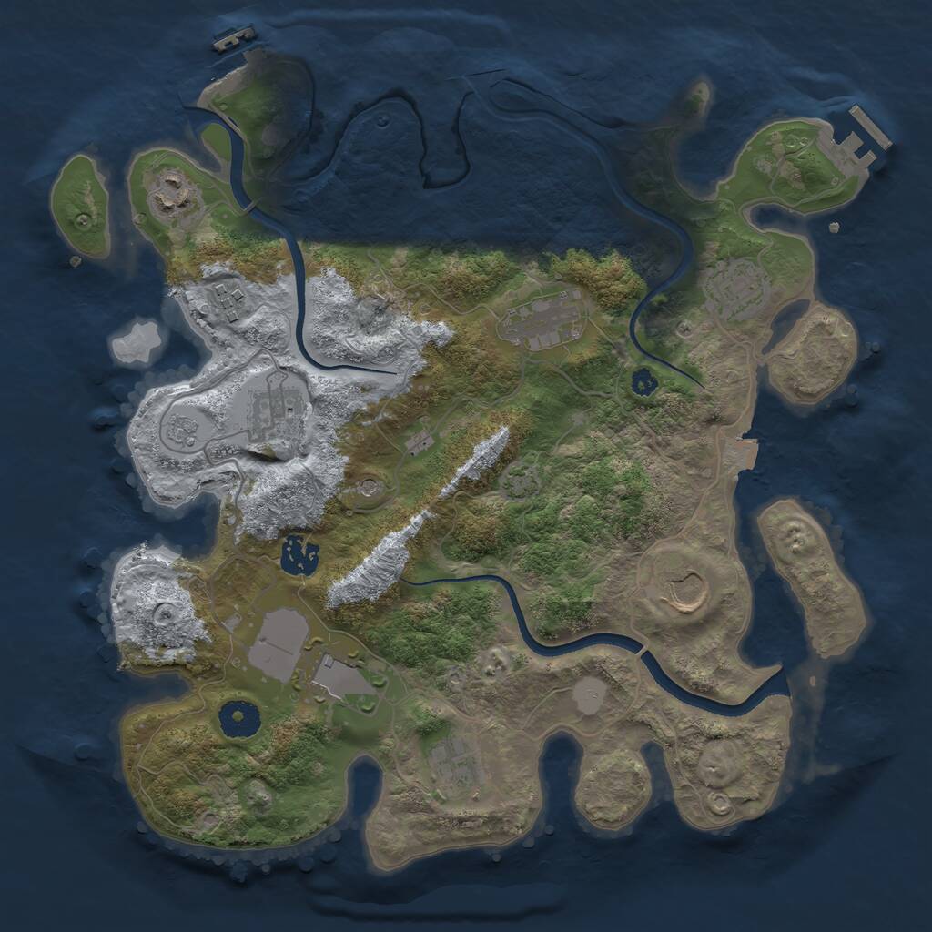 Rust Map: Procedural Map, Size: 3500, Seed: 1501252845, 15 Monuments