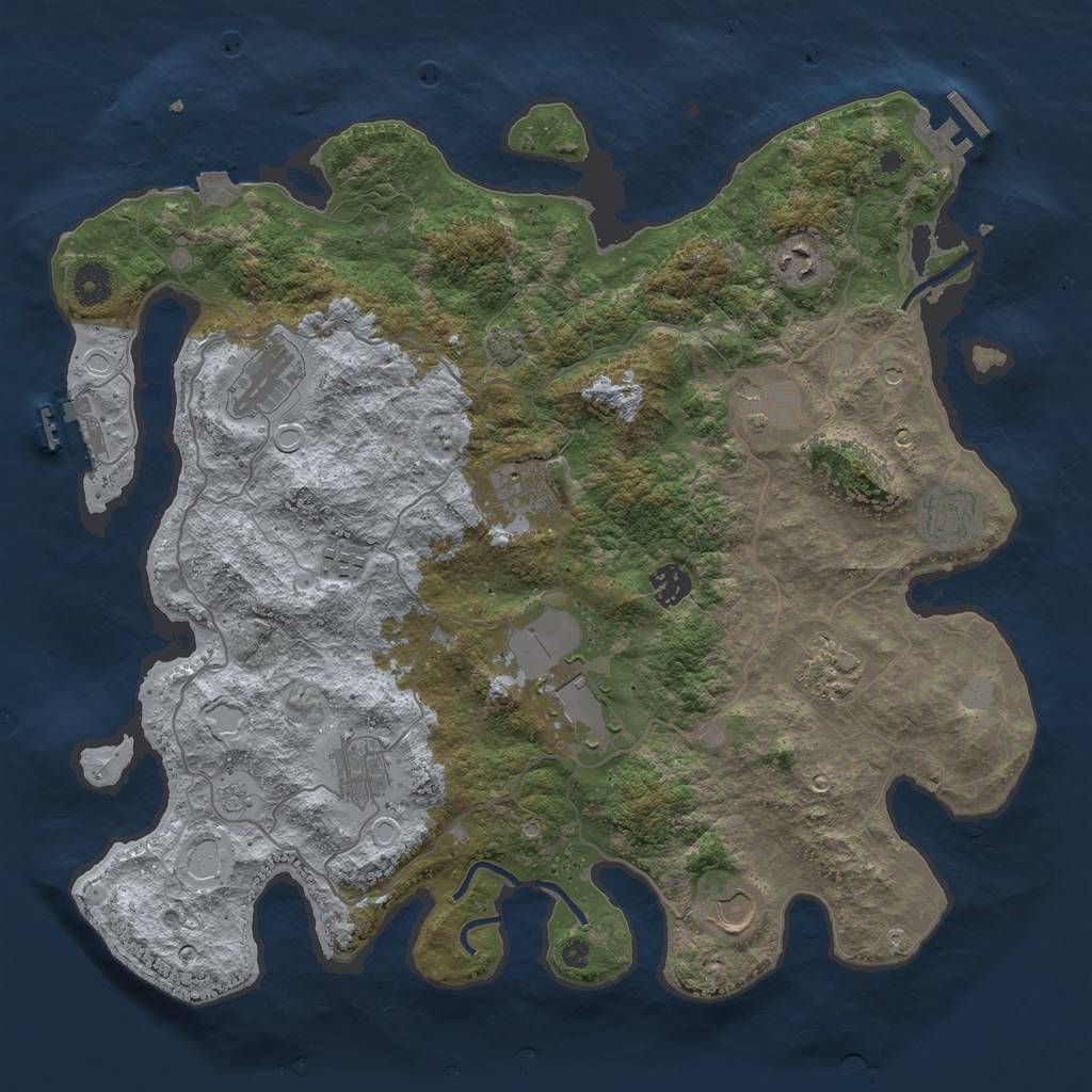 Rust Map: Procedural Map, Size: 4000, Seed: 1577793121, 19 Monuments