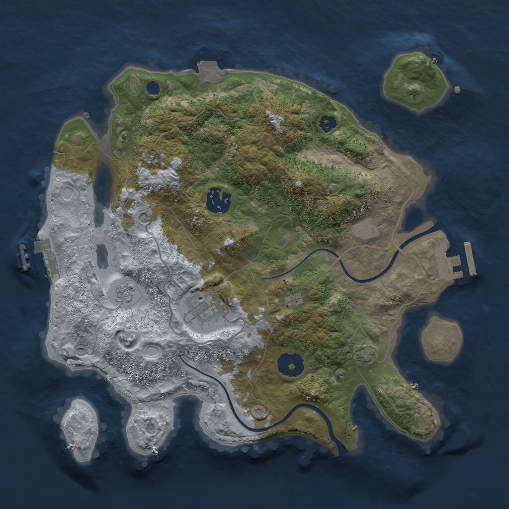 Rust Map: Procedural Map, Size: 3000, Seed: 378808814, 8 Monuments