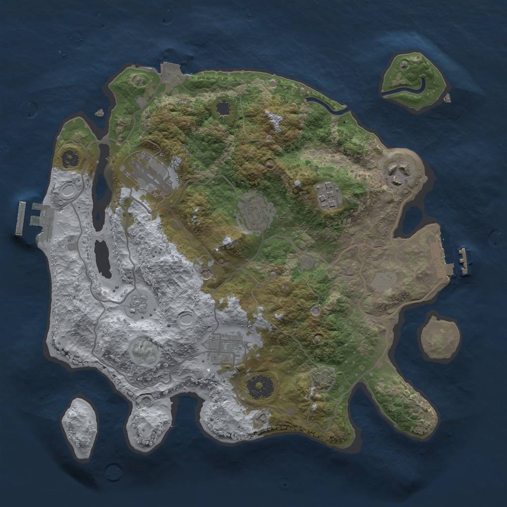 Rust Map: Procedural Map, Size: 3000, Seed: 378808814, 13 Monuments