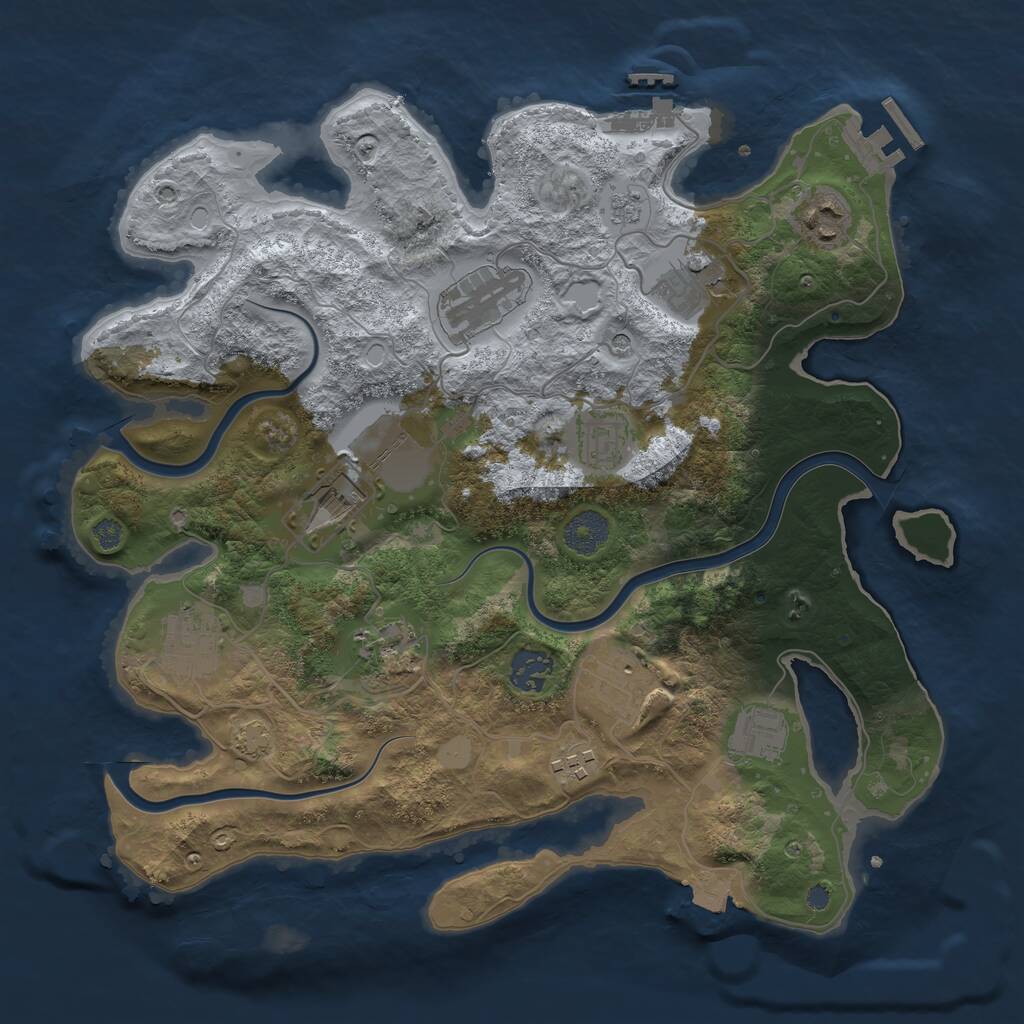 Rust Map: Procedural Map, Size: 3500, Seed: 1652748635, 18 Monuments