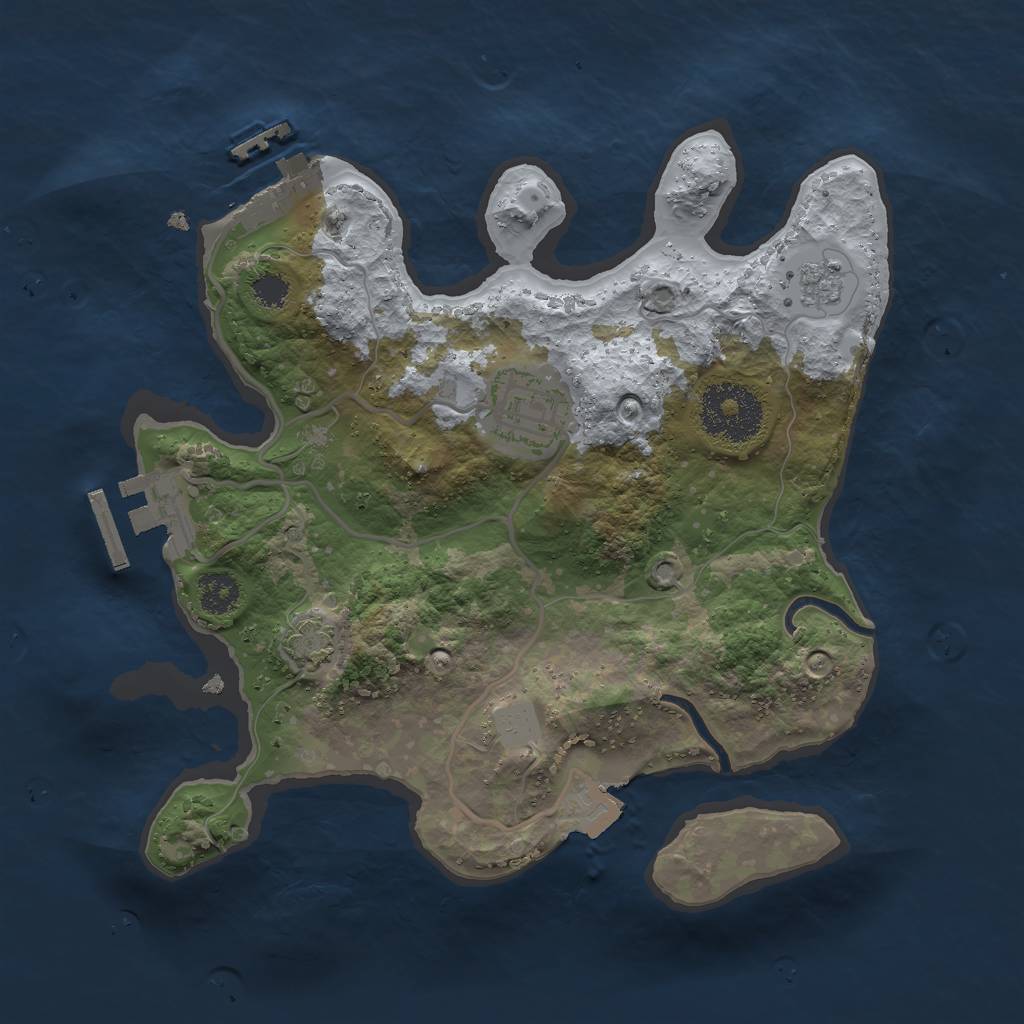 Rust Map: Procedural Map, Size: 2500, Seed: 48856, 8 Monuments