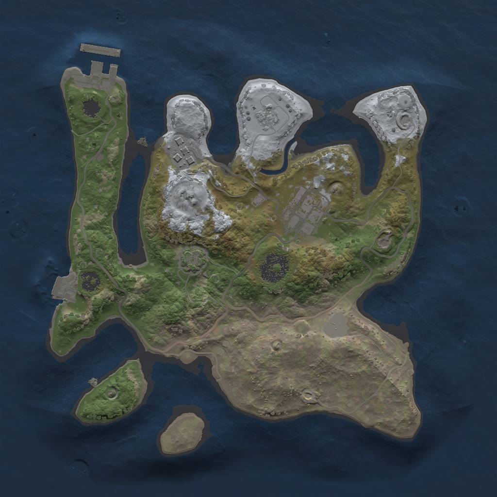 Rust Map: Procedural Map, Size: 2500, Seed: 1148516905, 8 Monuments