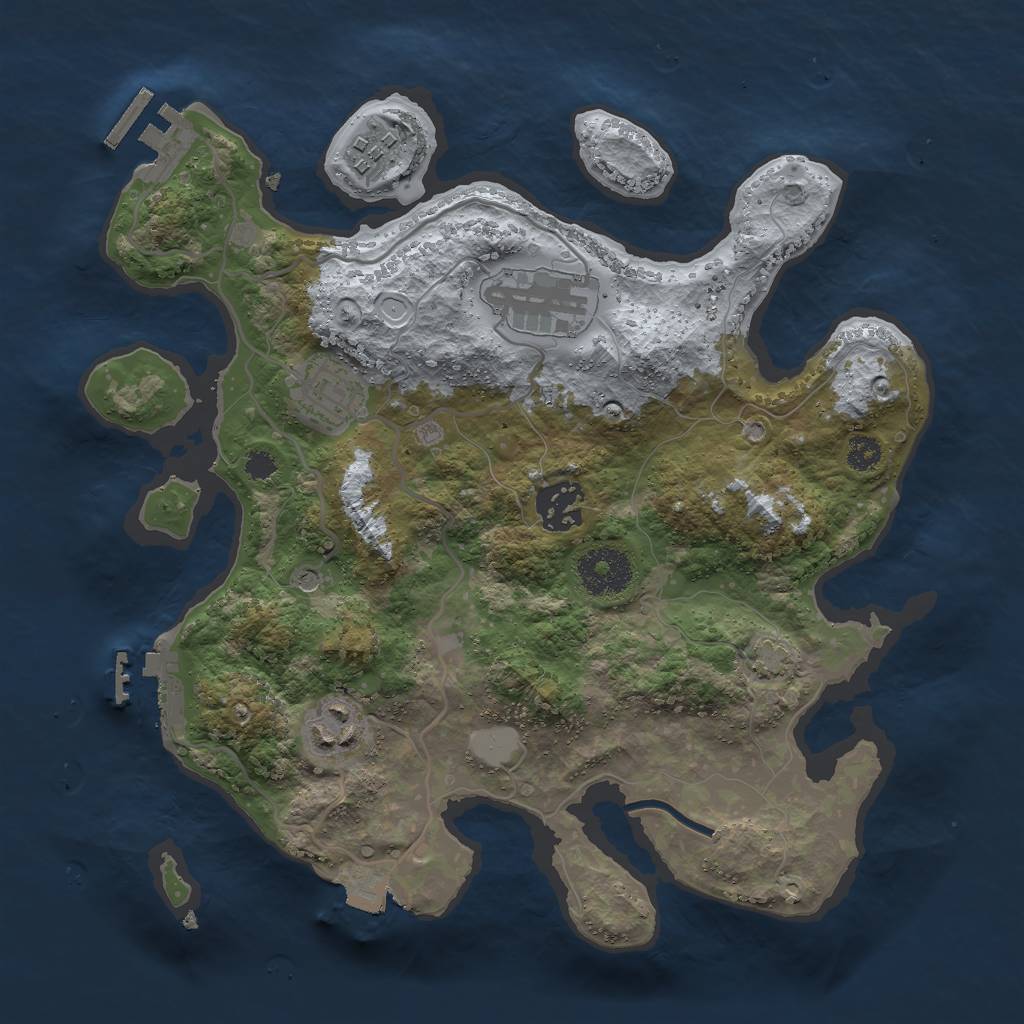 Rust Map: Procedural Map, Size: 3000, Seed: 32340, 12 Monuments