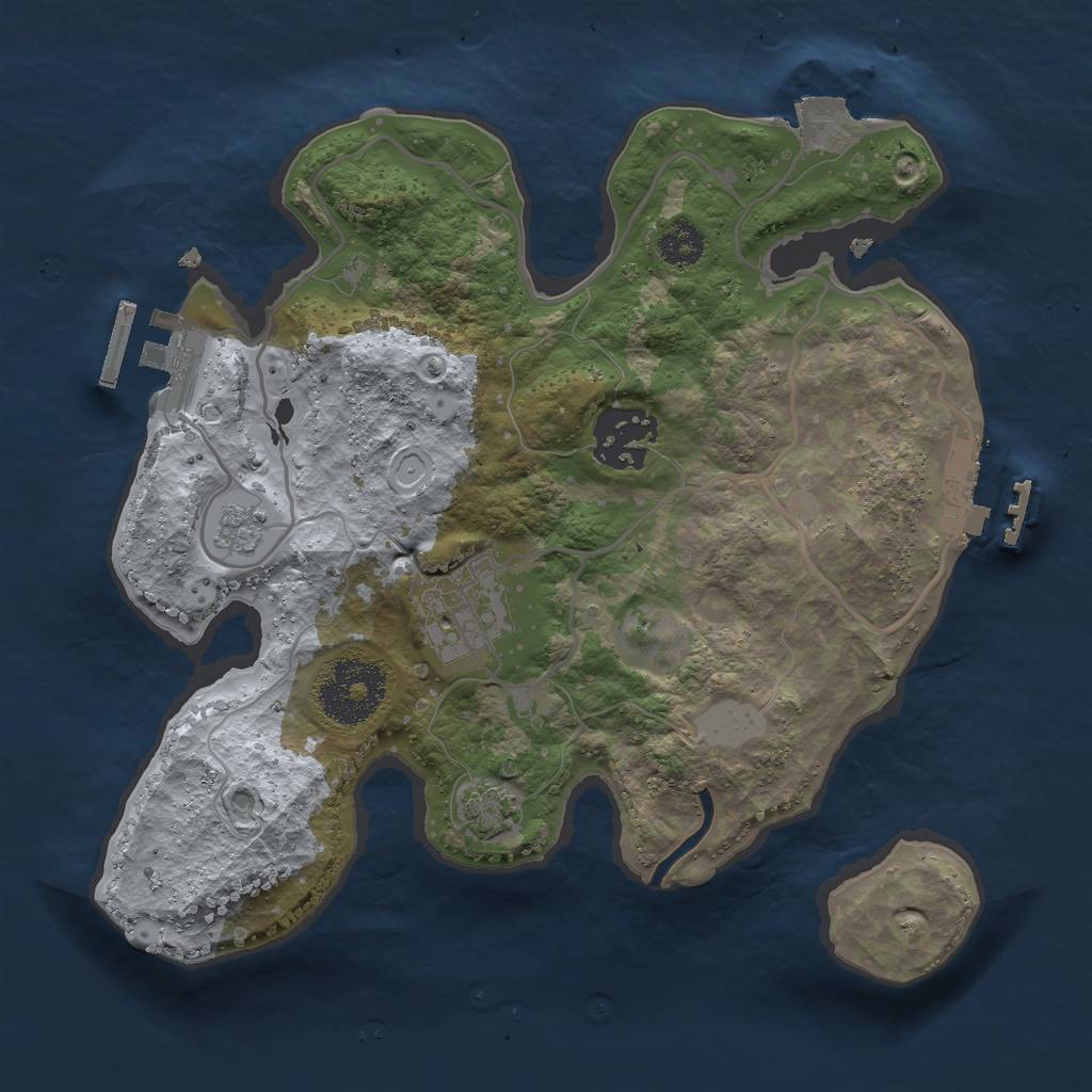 Rust Map: Procedural Map, Size: 2500, Seed: 2024769244, 9 Monuments