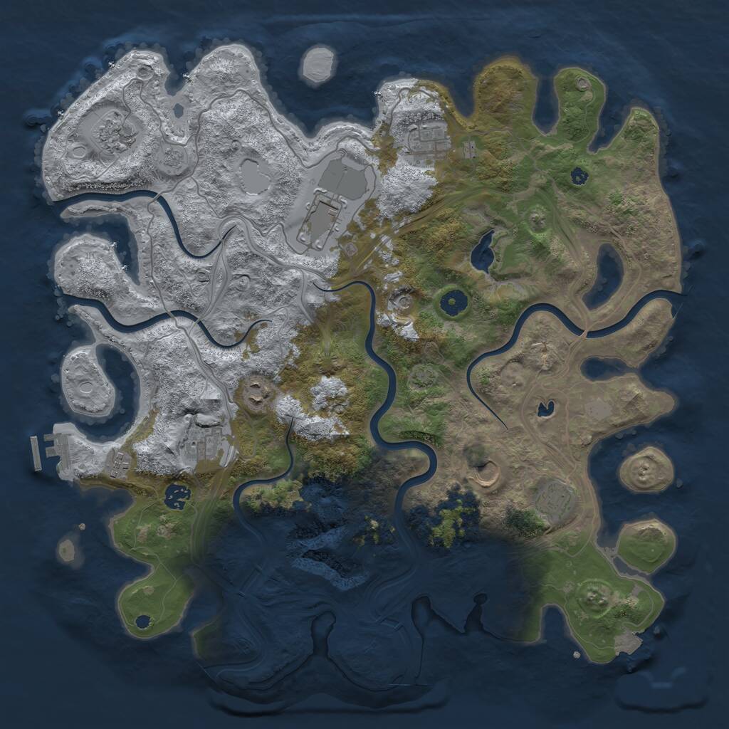 Rust Map: Procedural Map, Size: 4250, Seed: 360436380, 16 Monuments