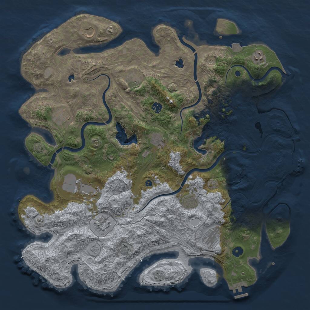Rust Map: Procedural Map, Size: 4500, Seed: 1624916593, 19 Monuments