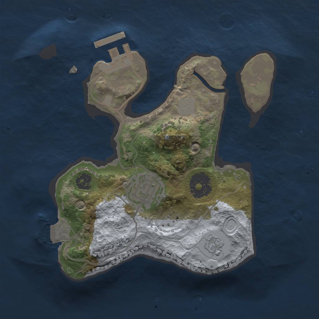 Rust Map: Procedural Map, Size: 2000, Seed: 5723901, 6 Monuments