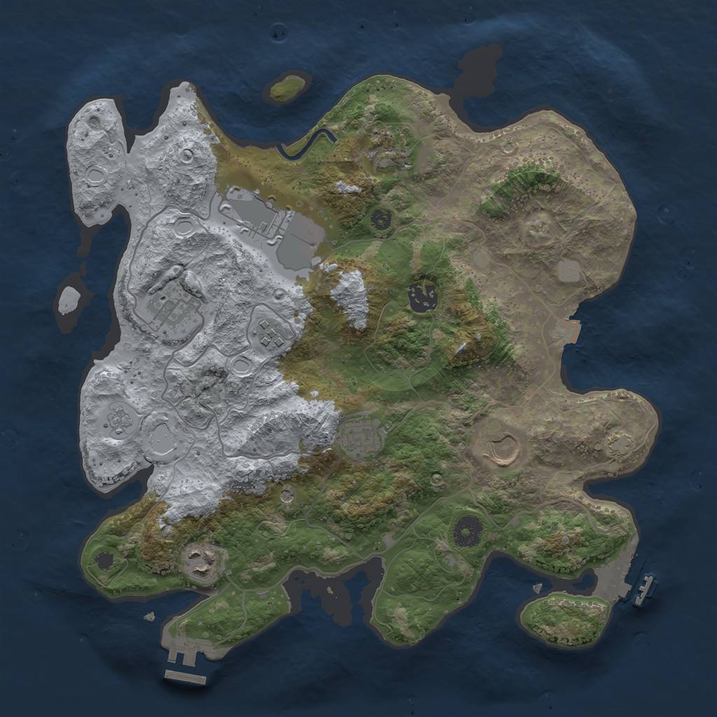 Rust Map: Procedural Map, Size: 3500, Seed: 5439, 16 Monuments