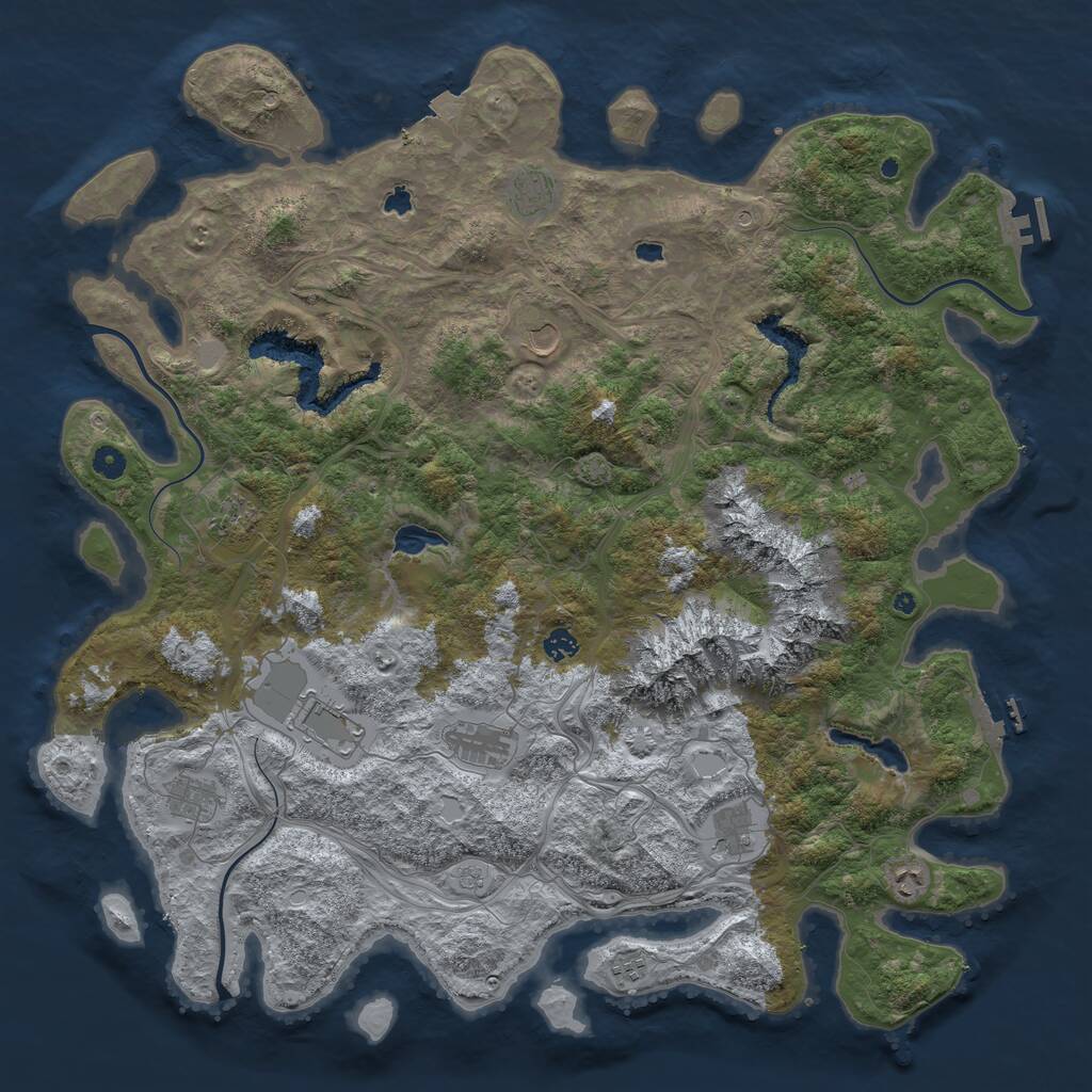 Rust Map: Procedural Map, Size: 5000, Seed: 27345234, 16 Monuments