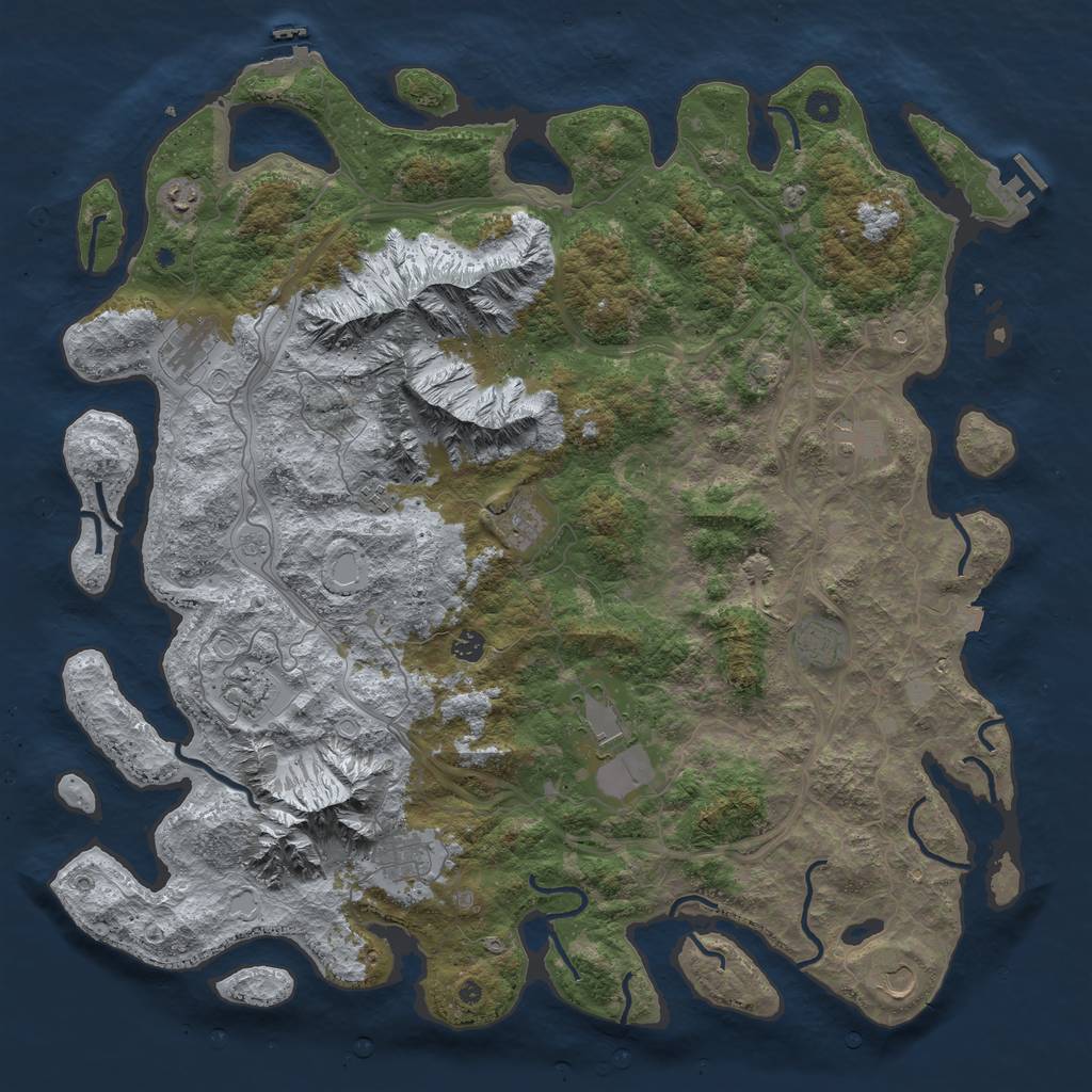 Rust Map: Procedural Map, Size: 5000, Seed: 104317, 19 Monuments