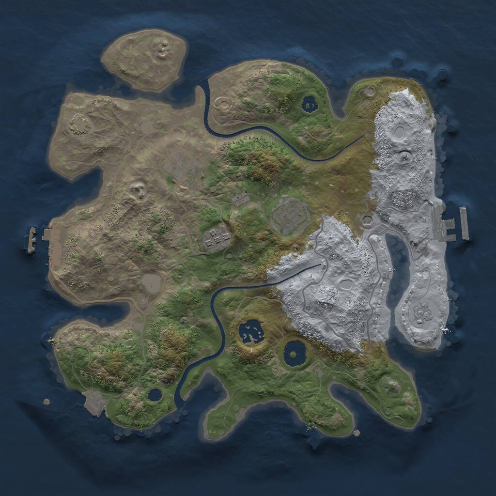 Rust Map: Procedural Map, Size: 3000, Seed: 1698675553, 10 Monuments