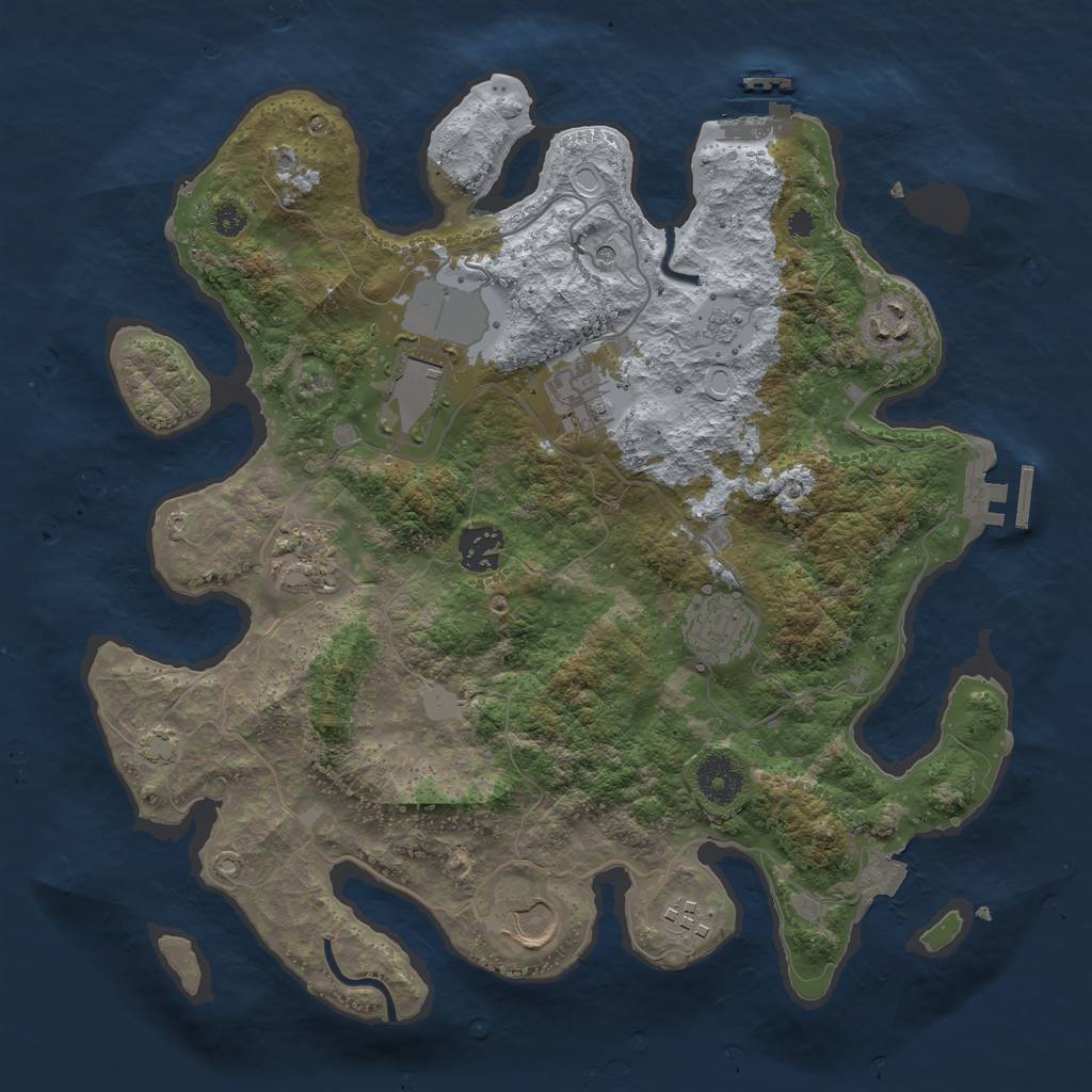 Rust Map: Procedural Map, Size: 3500, Seed: 89346545, 16 Monuments