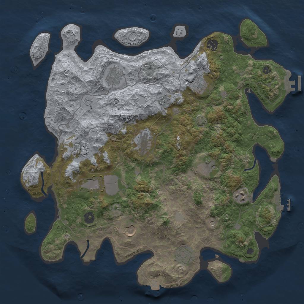 Rust Map: Procedural Map, Size: 4000, Seed: 2010415851, 19 Monuments