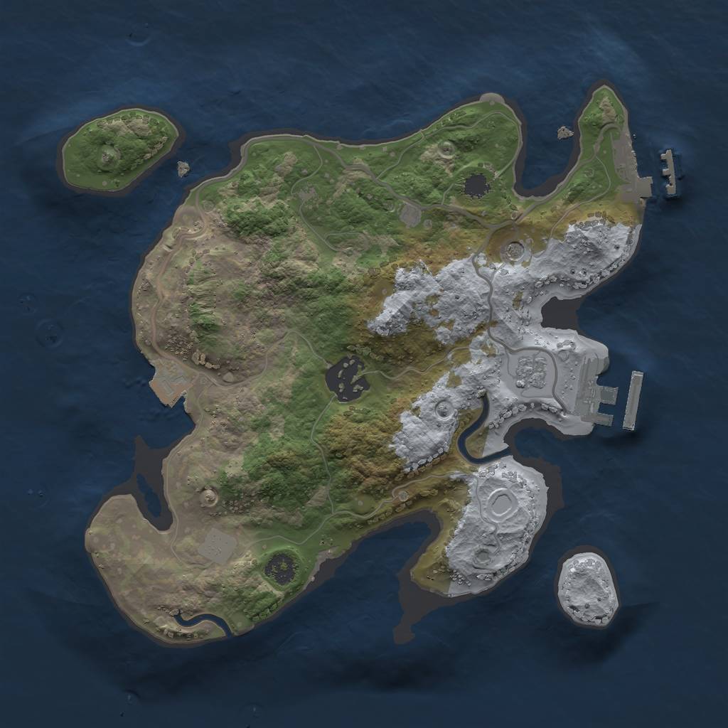 Rust Map: Procedural Map, Size: 2500, Seed: 9827643, 8 Monuments