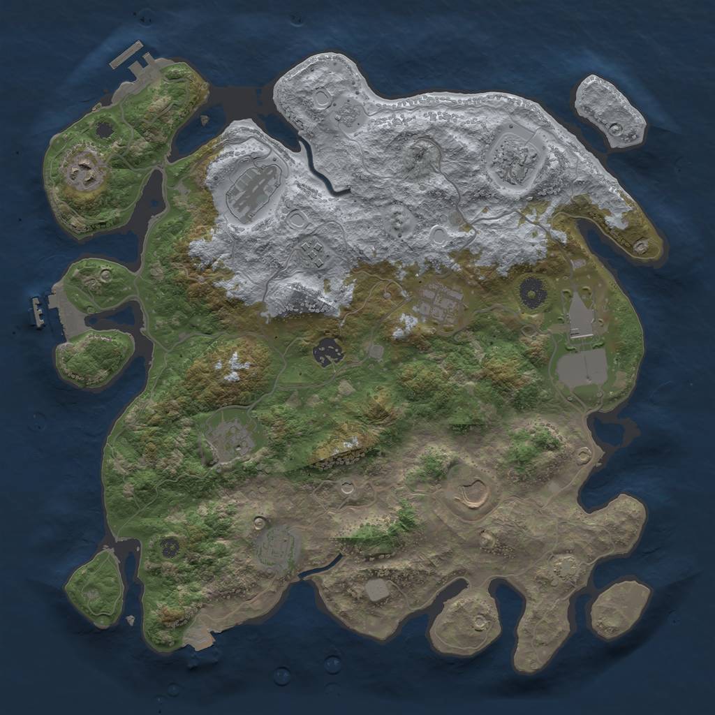 Rust Map: Procedural Map, Size: 3750, Seed: 488293960, 18 Monuments