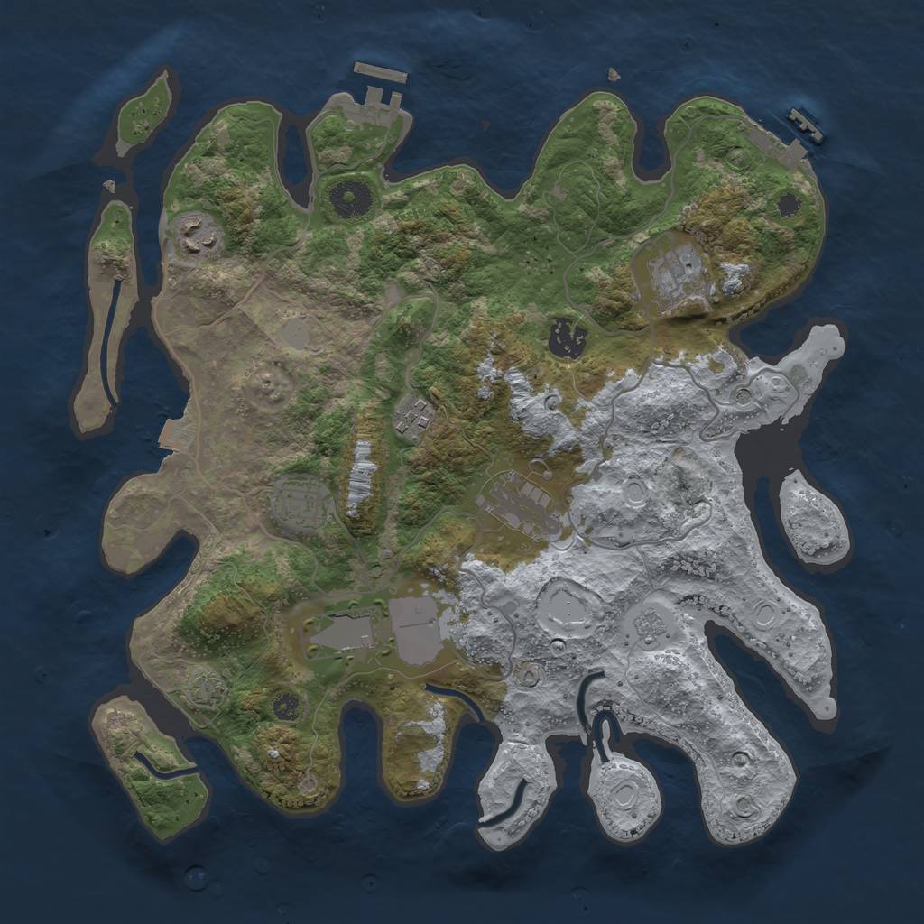 Rust Map: Procedural Map, Size: 3500, Seed: 2097977924, 15 Monuments