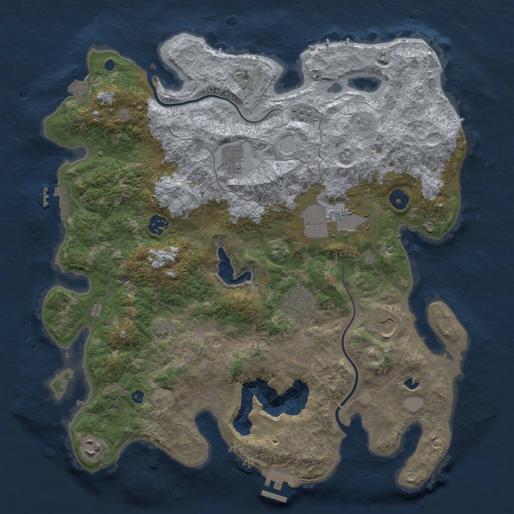 Rust Map: Procedural Map, Size: 4000, Seed: 739156716, 13 Monuments