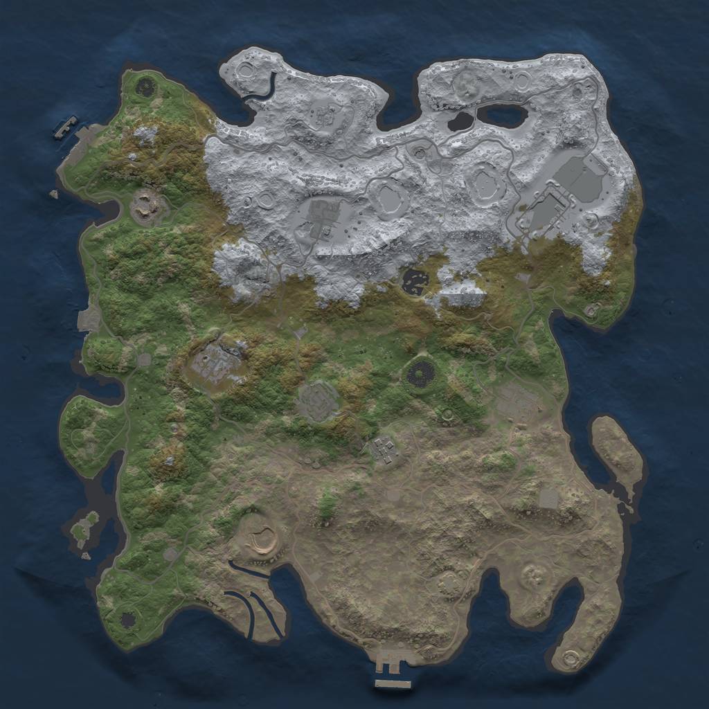 Rust Map: Procedural Map, Size: 4000, Seed: 739156716, 17 Monuments