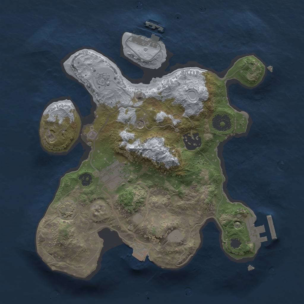 Rust Map: Procedural Map, Size: 2500, Seed: 49999, 10 Monuments