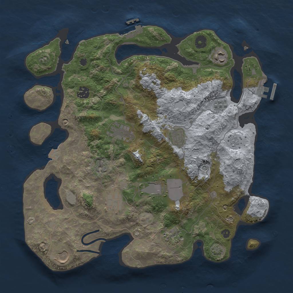 Rust Map: Procedural Map, Size: 3500, Seed: 6432933, 17 Monuments