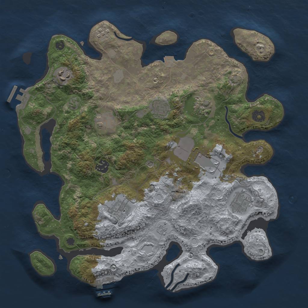 Rust Map: Procedural Map, Size: 3500, Seed: 316662269, 17 Monuments