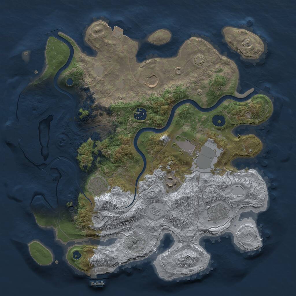 Rust Map: Procedural Map, Size: 3500, Seed: 316662269, 13 Monuments
