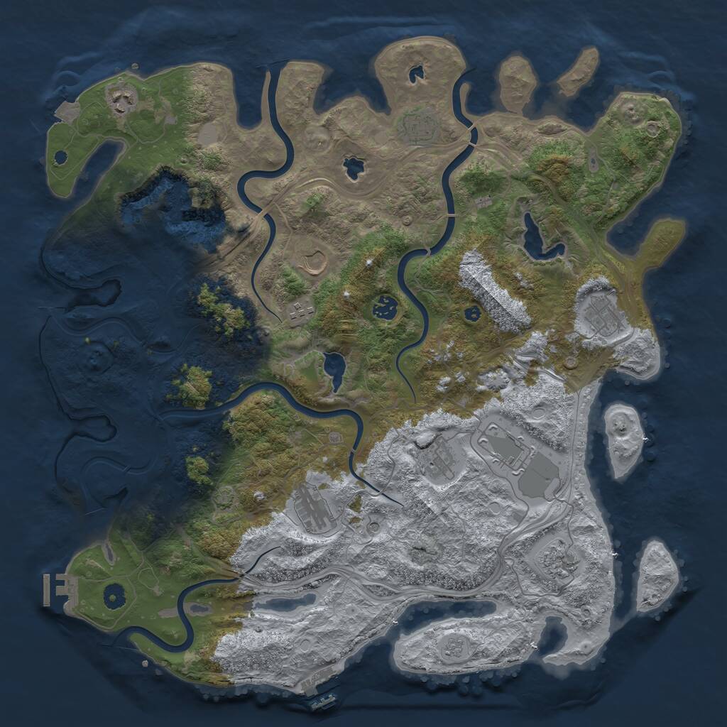 Rust Map: Procedural Map, Size: 4500, Seed: 745353697, 16 Monuments