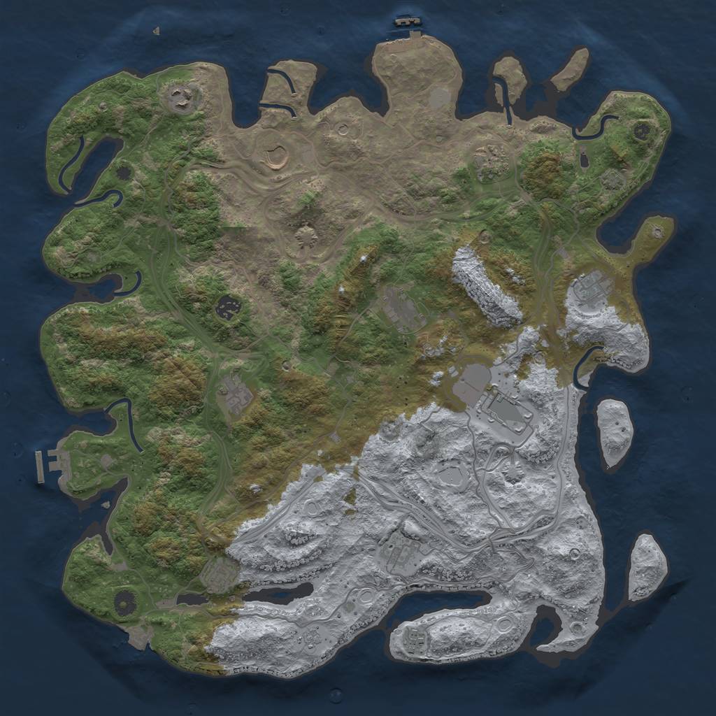 Rust Map: Procedural Map, Size: 4500, Seed: 745353697, 19 Monuments