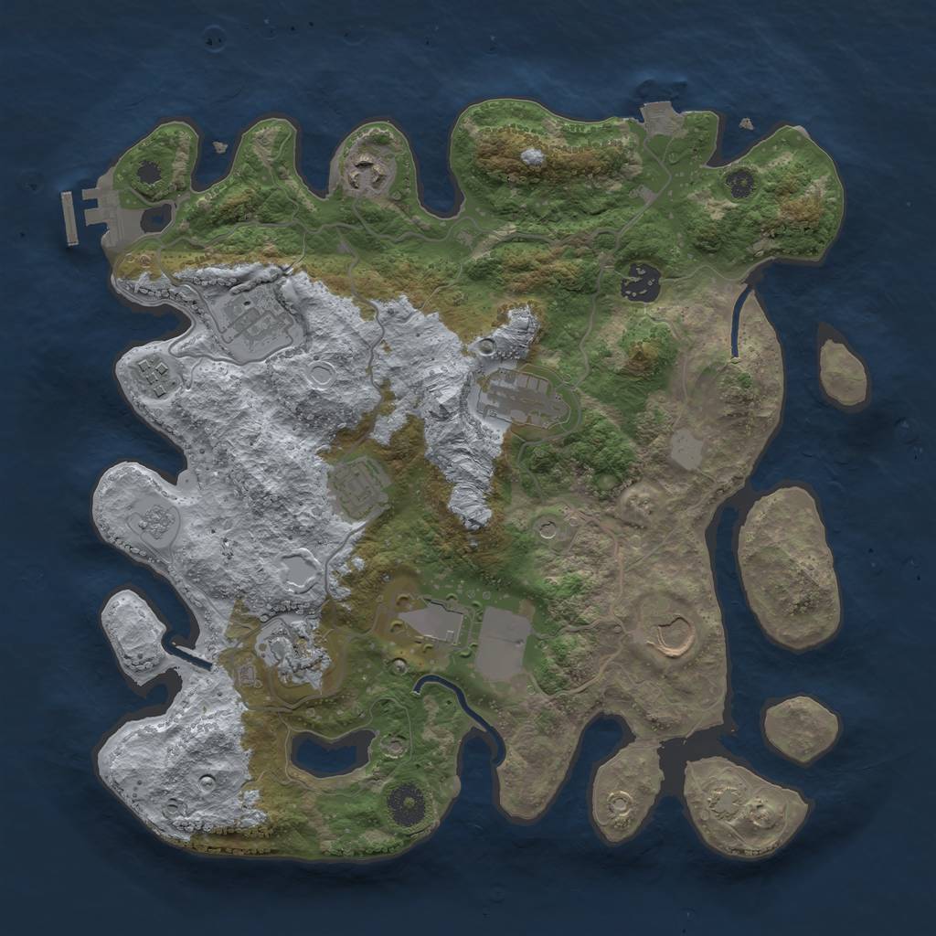 Rust Map: Procedural Map, Size: 3500, Seed: 127234, 16 Monuments