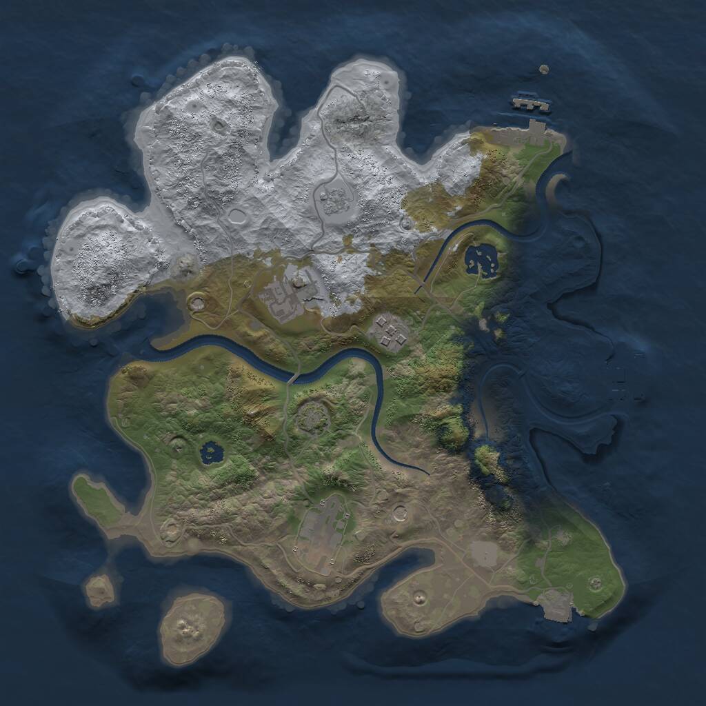 Rust Map: Procedural Map, Size: 3000, Seed: 84822, 10 Monuments