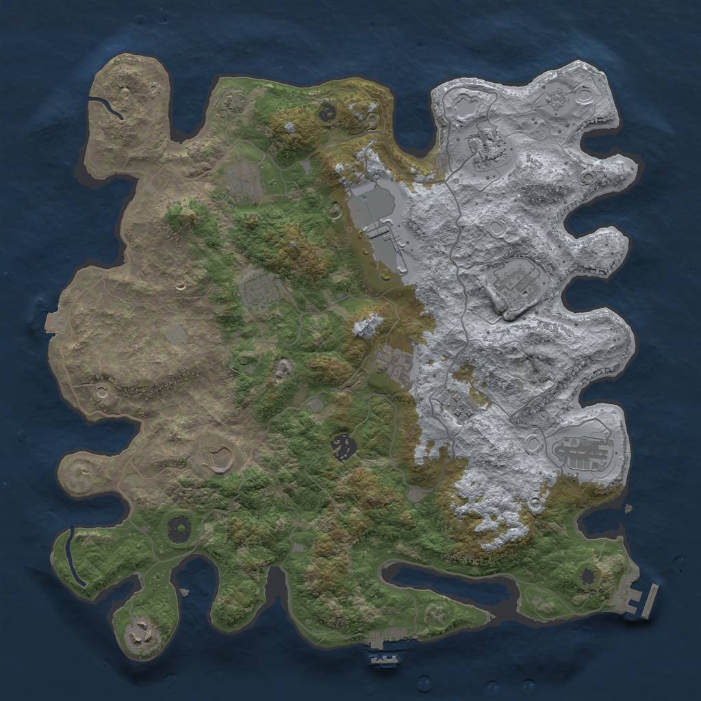 Rust Map: Procedural Map, Size: 4000, Seed: 1242539339, 19 Monuments