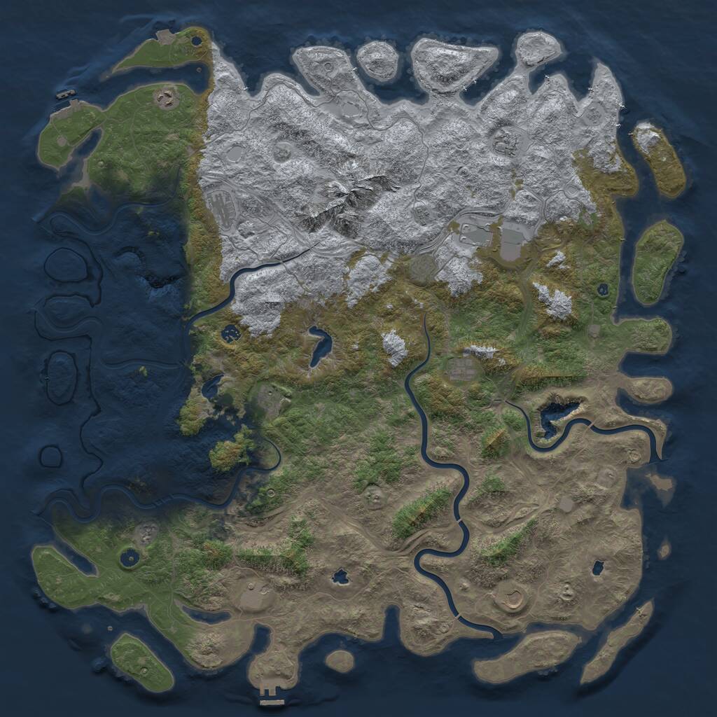 Rust Map: Procedural Map, Size: 6000, Seed: 2460020, 19 Monuments