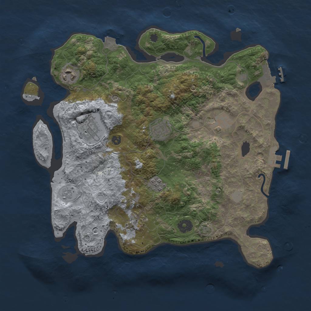 Rust Map: Procedural Map, Size: 3300, Seed: 888520260, 14 Monuments