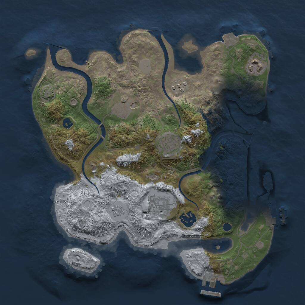 Rust Map: Procedural Map, Size: 3000, Seed: 32843, 14 Monuments